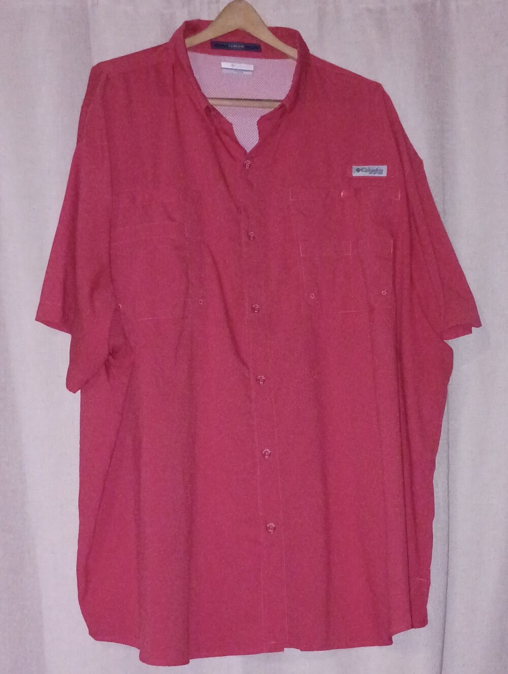 Columbia Men’s Red/coral Short-Sleeve Button-Down Shirt - Outdoor Casual 4x
